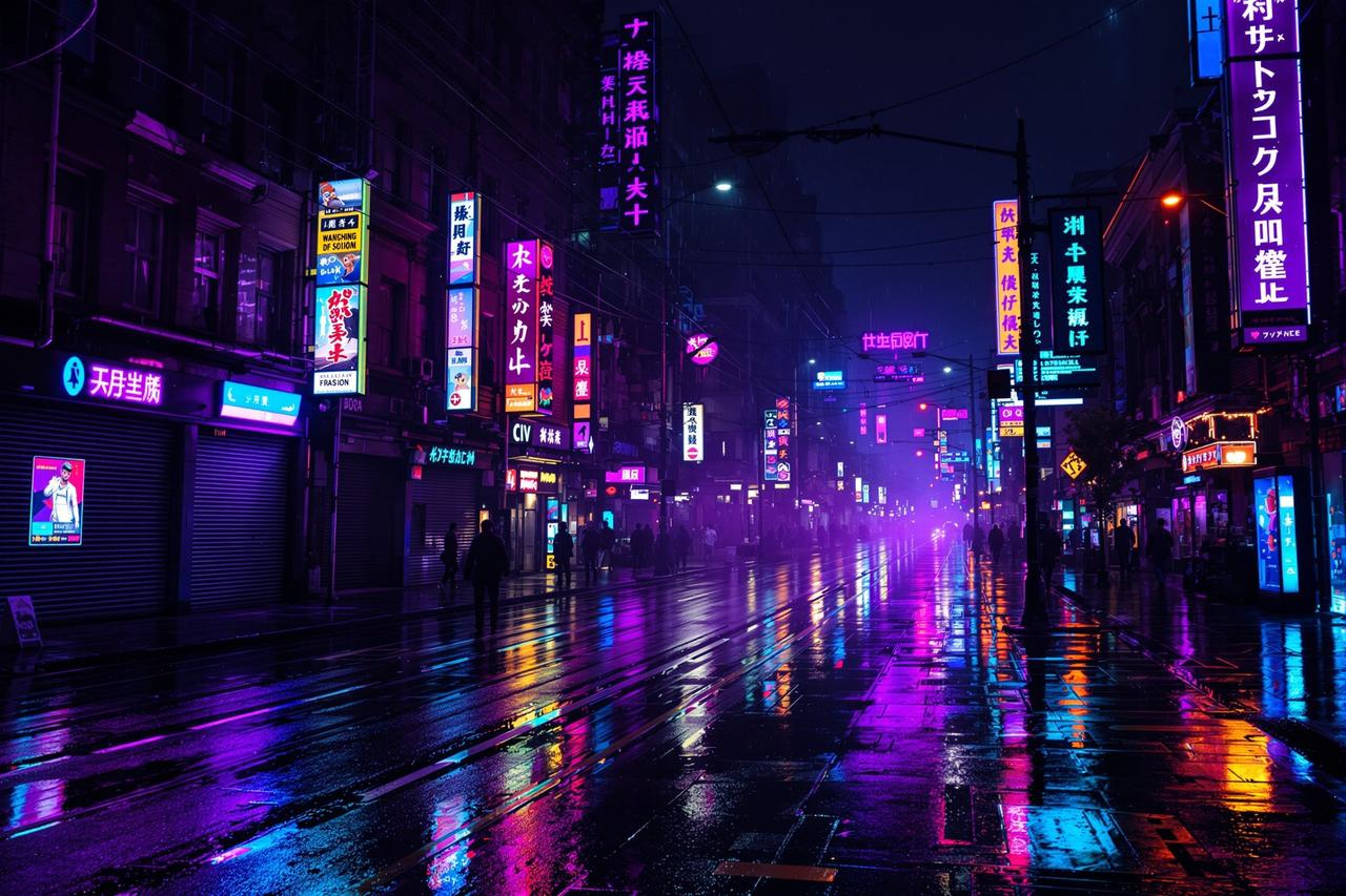 赛博朋克之夜 - 霓虹、雨夜、高科技与低生活的碰撞 赛博朋克之夜 专题合集背景